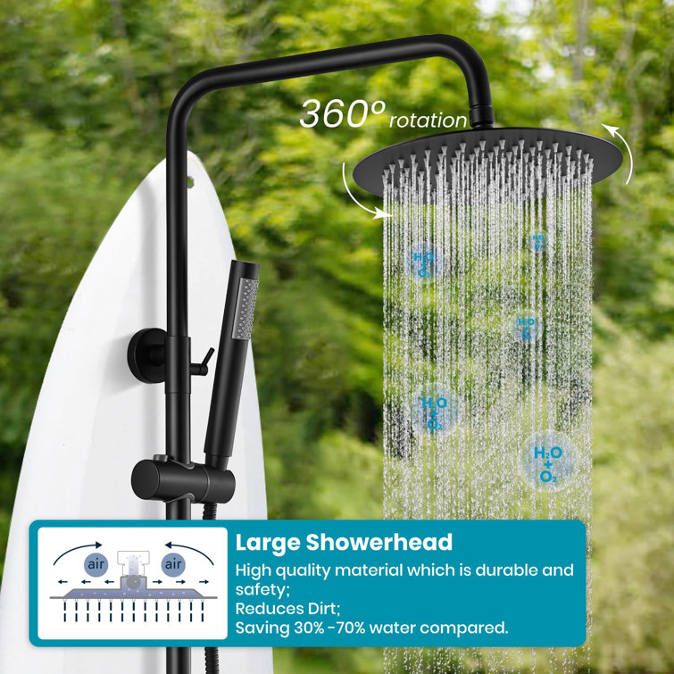 FUNDUXA Stainless Steel Wall Mounted Outdoor Shower Wayfair